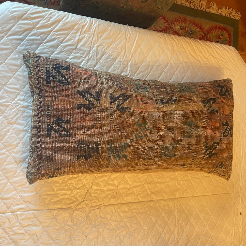 Vintage Turkish Rug Kilim Lumbar Sofa Pillow